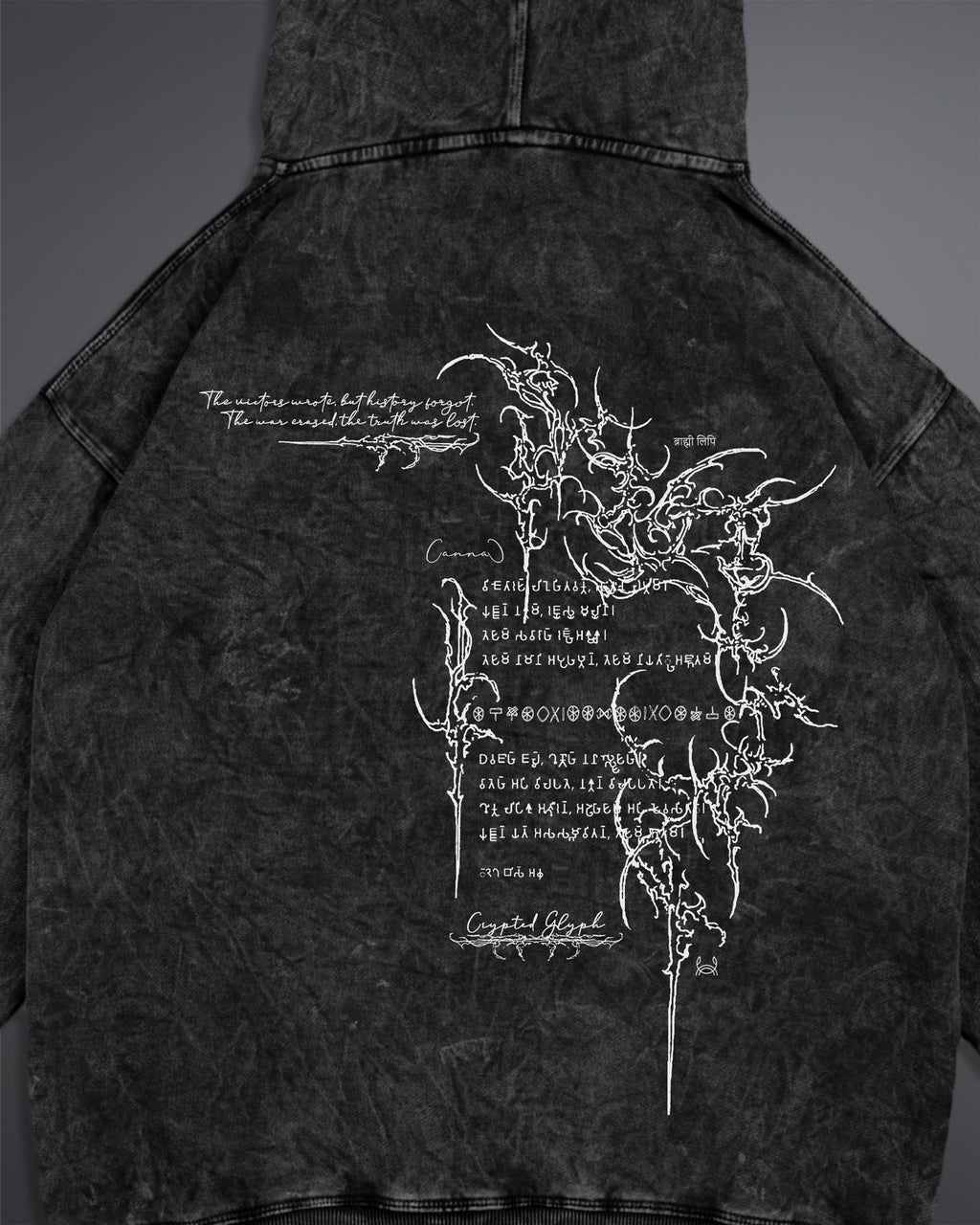 Crypted Glyph Hoodie [ACID WASHED-SILENT ASH COLORWAY]