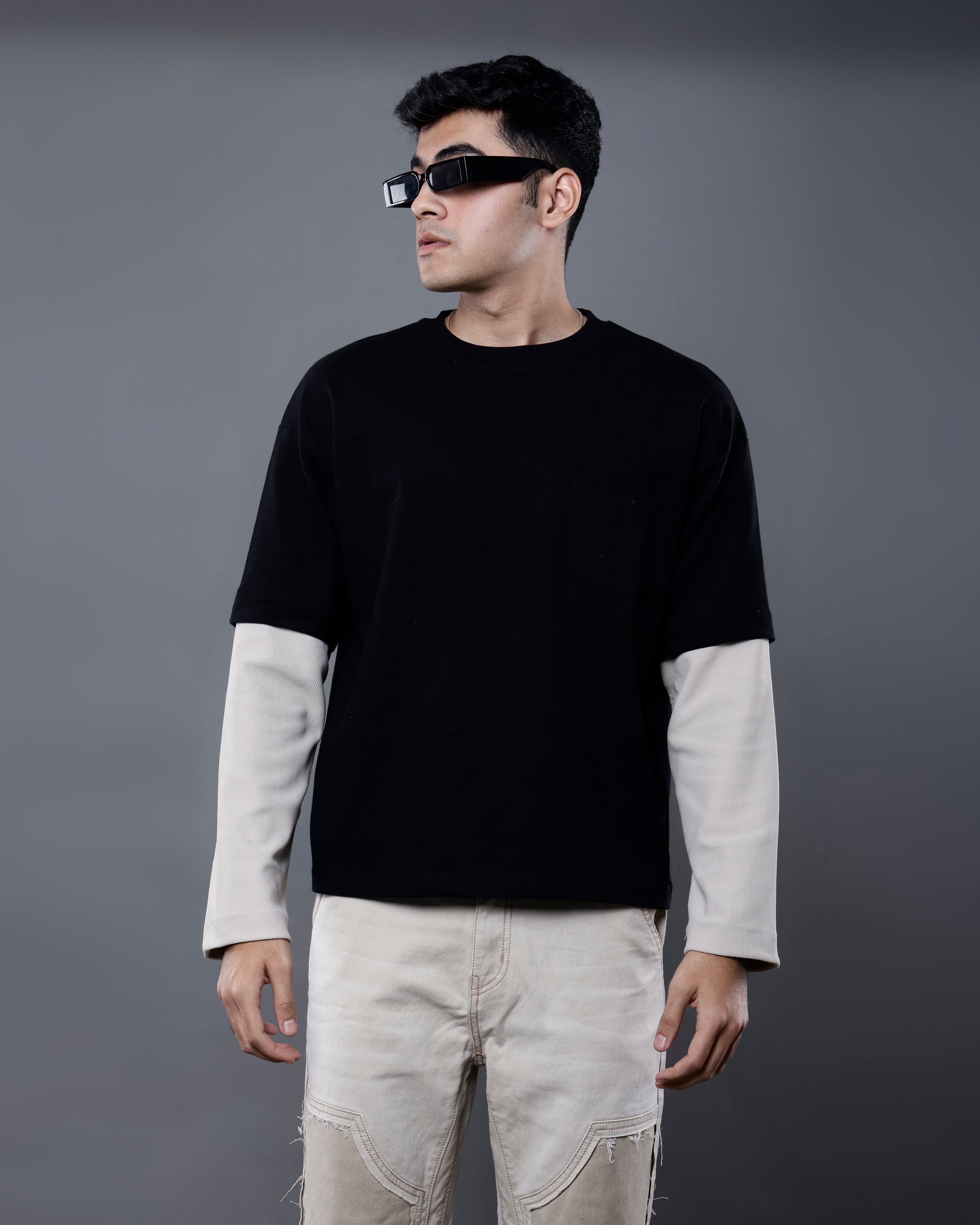 Dual-Fabric Full Sleeve T-shirt [DUNE COLOWAY]