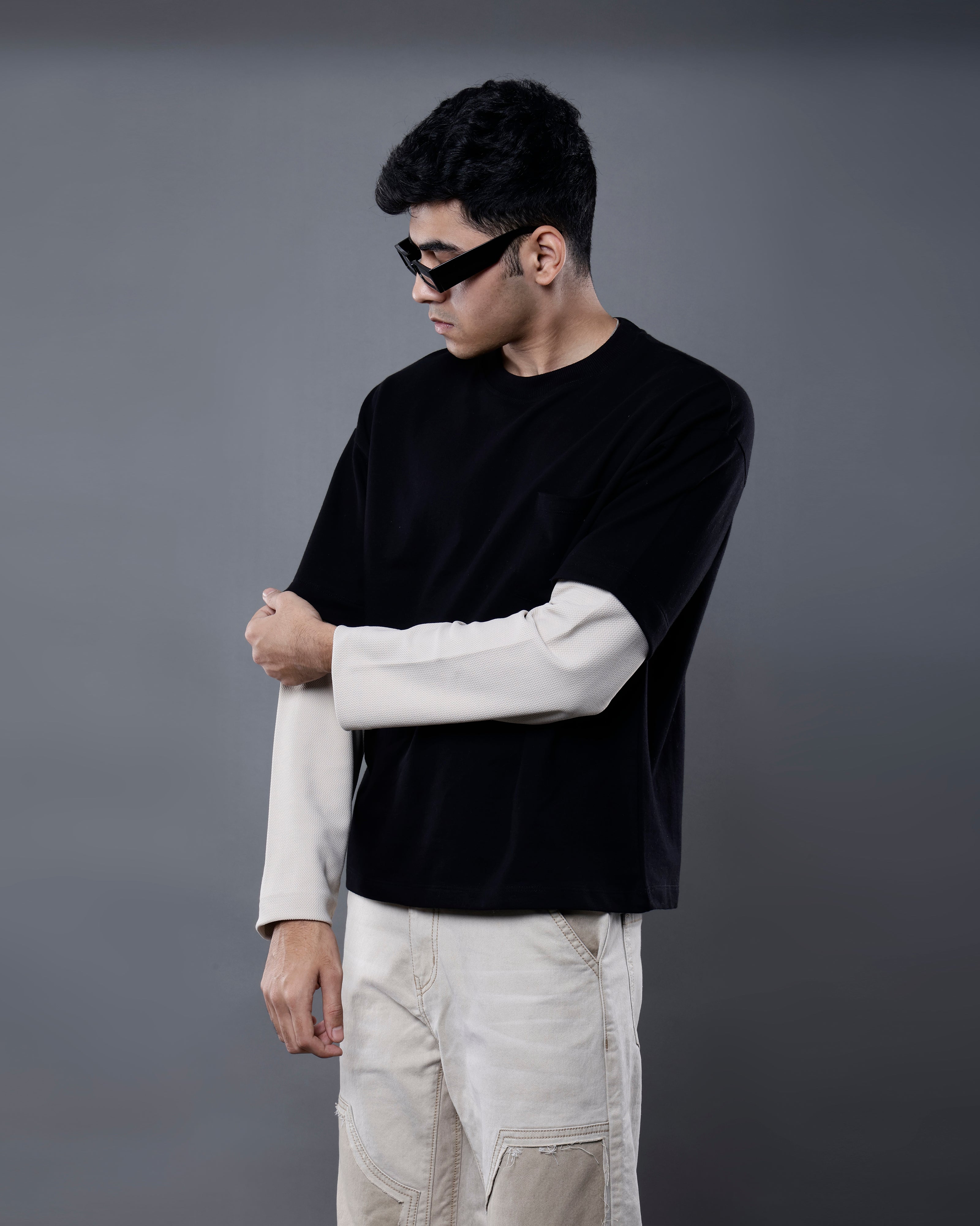 Dual-Fabric Full Sleeve T-shirt [DUNE COLOWAY]