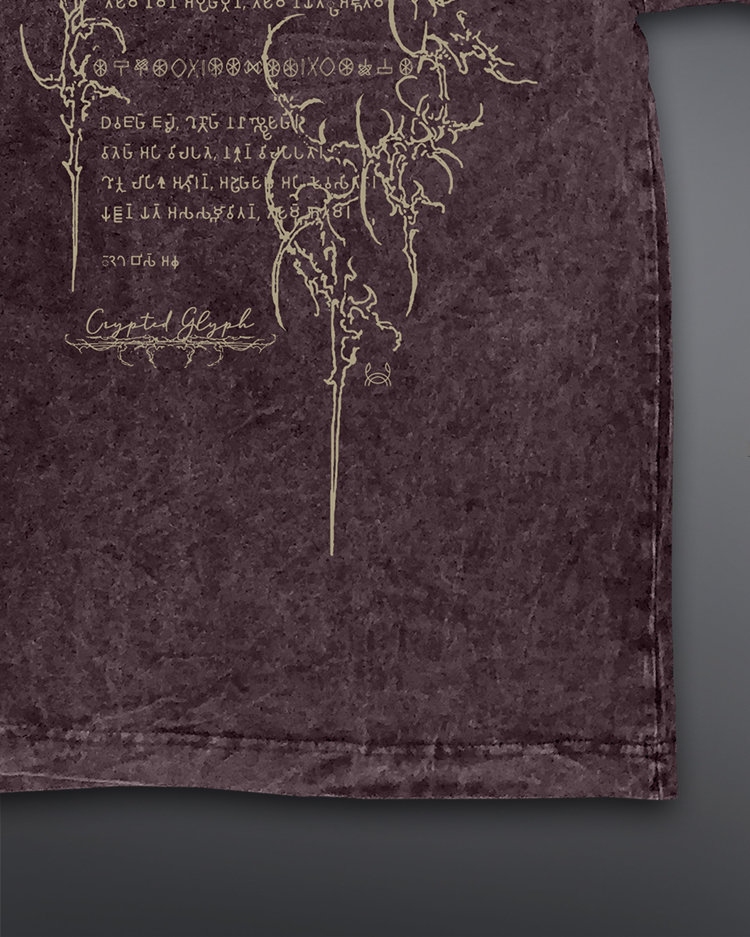 Crypted Glyph Oversized tee [ACID WASHED-BLOODSTONE]