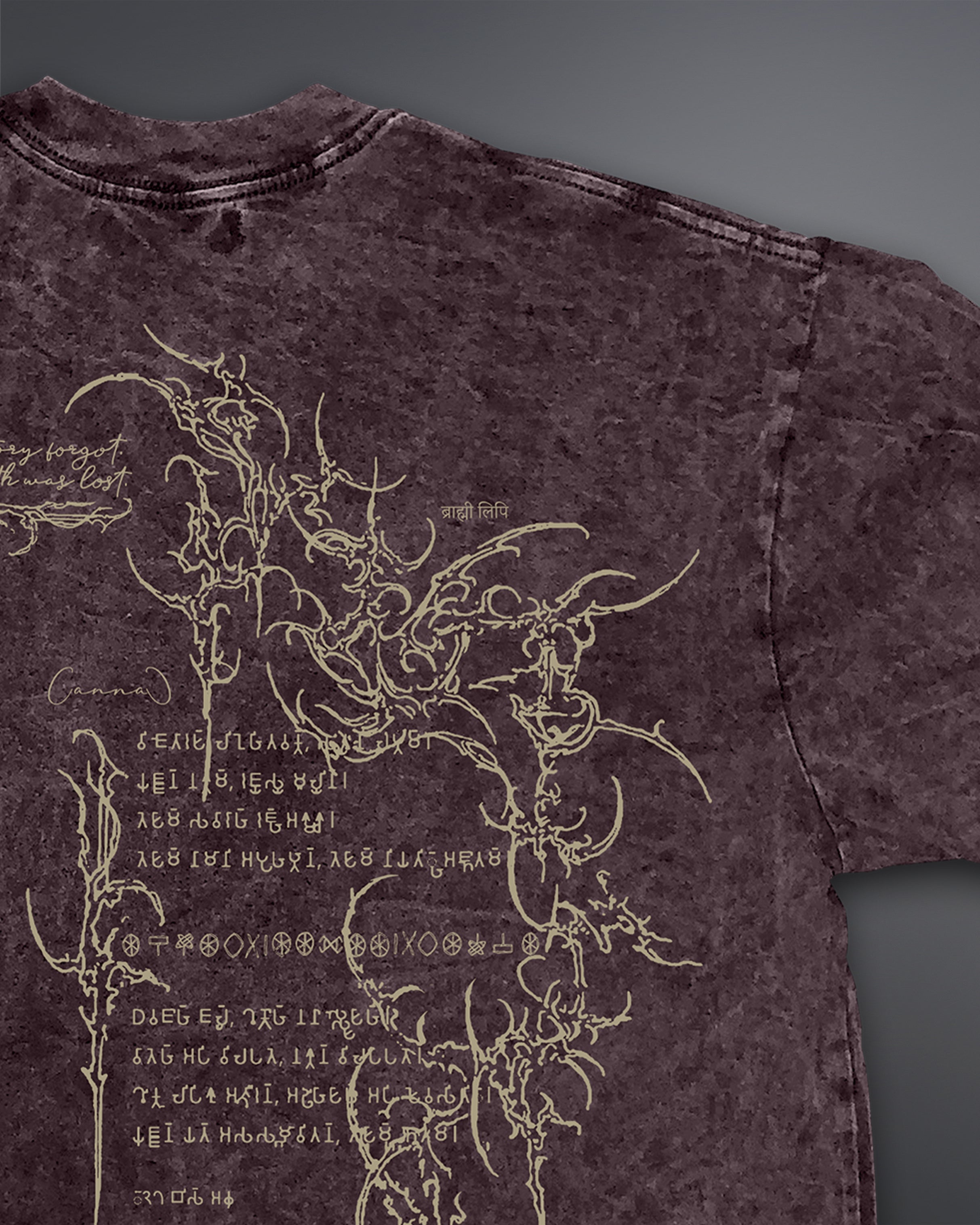 Crypted Glyph Oversized tee [ACID WASHED-BLOODSTONE]