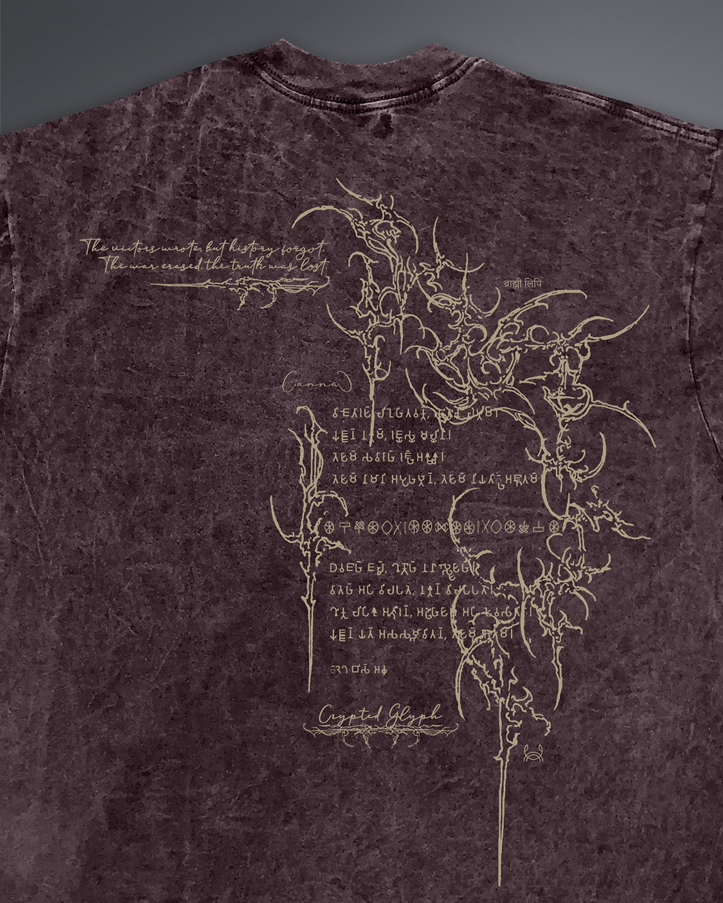 Crypted Glyph Oversized tee [ACID WASHED-BLOODSTONE]
