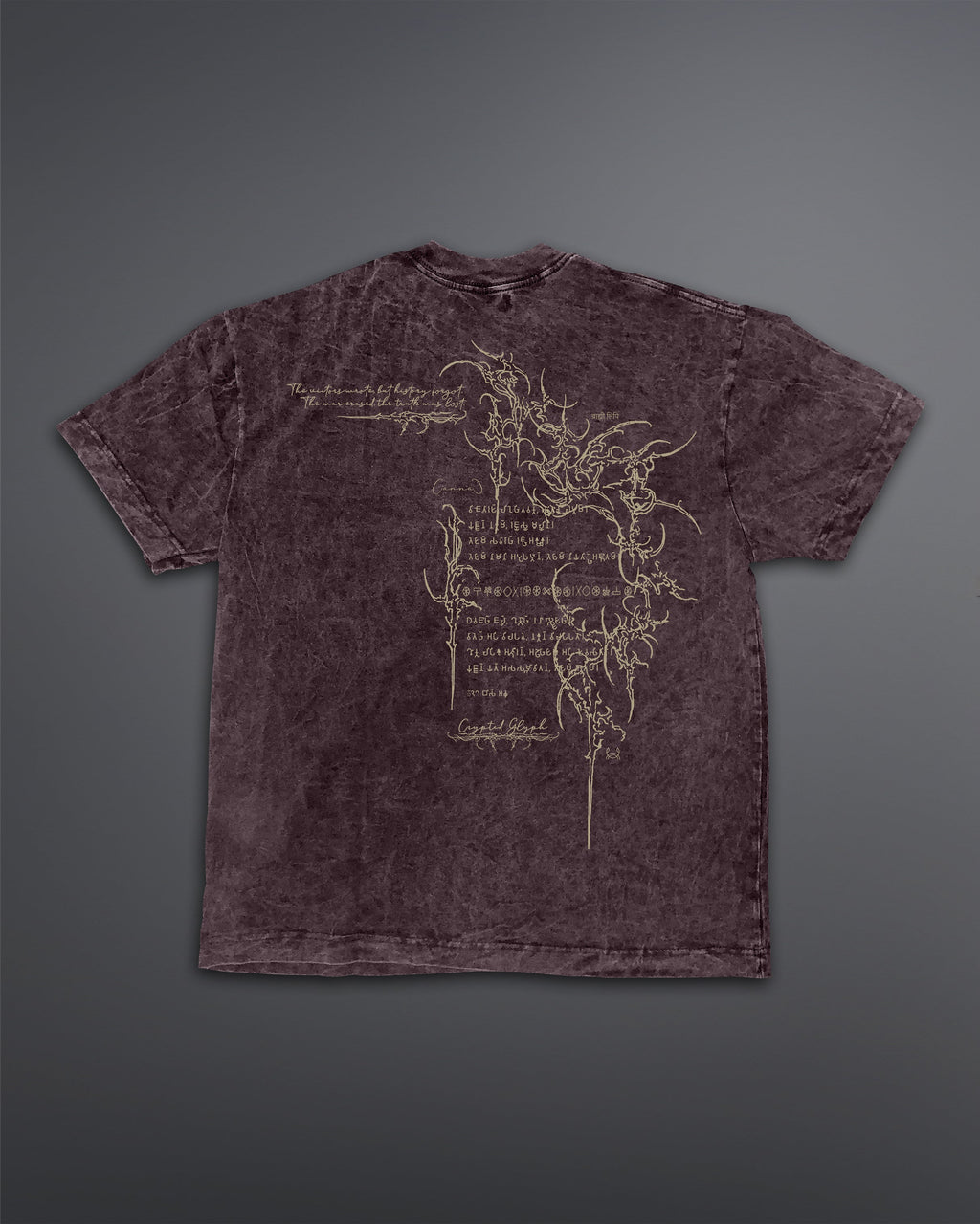 Crypted Glyph Oversized tee [ACID WASHED-BLOODSTONE]