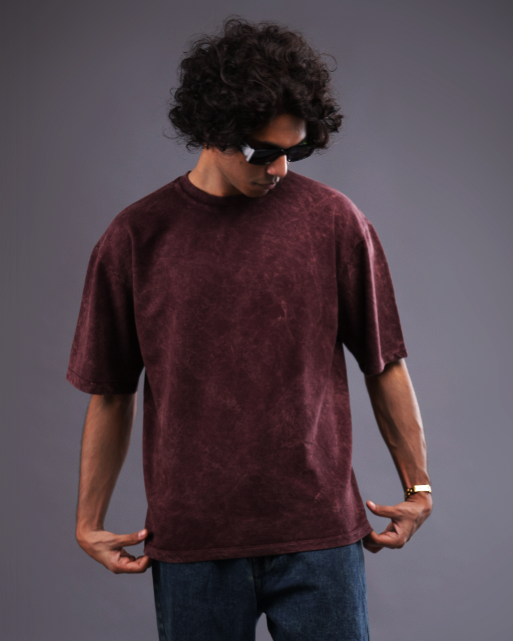 Acid Wash Oversized Tee [BLOODSTONE COLORWAY]