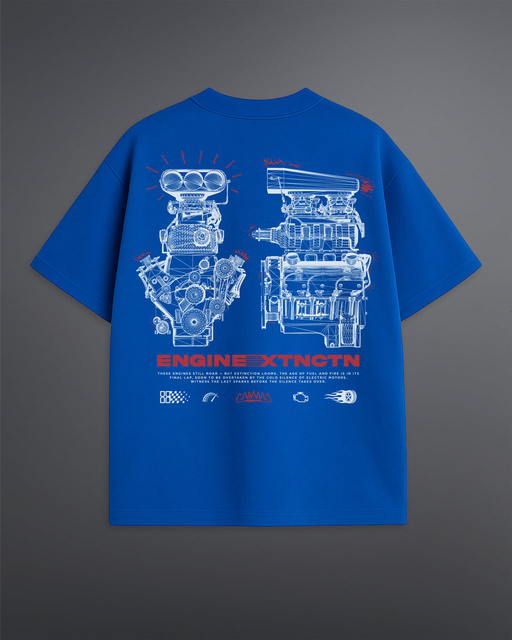 ENGINE EXTINCTION OVERSIZED TEE [BLUE]