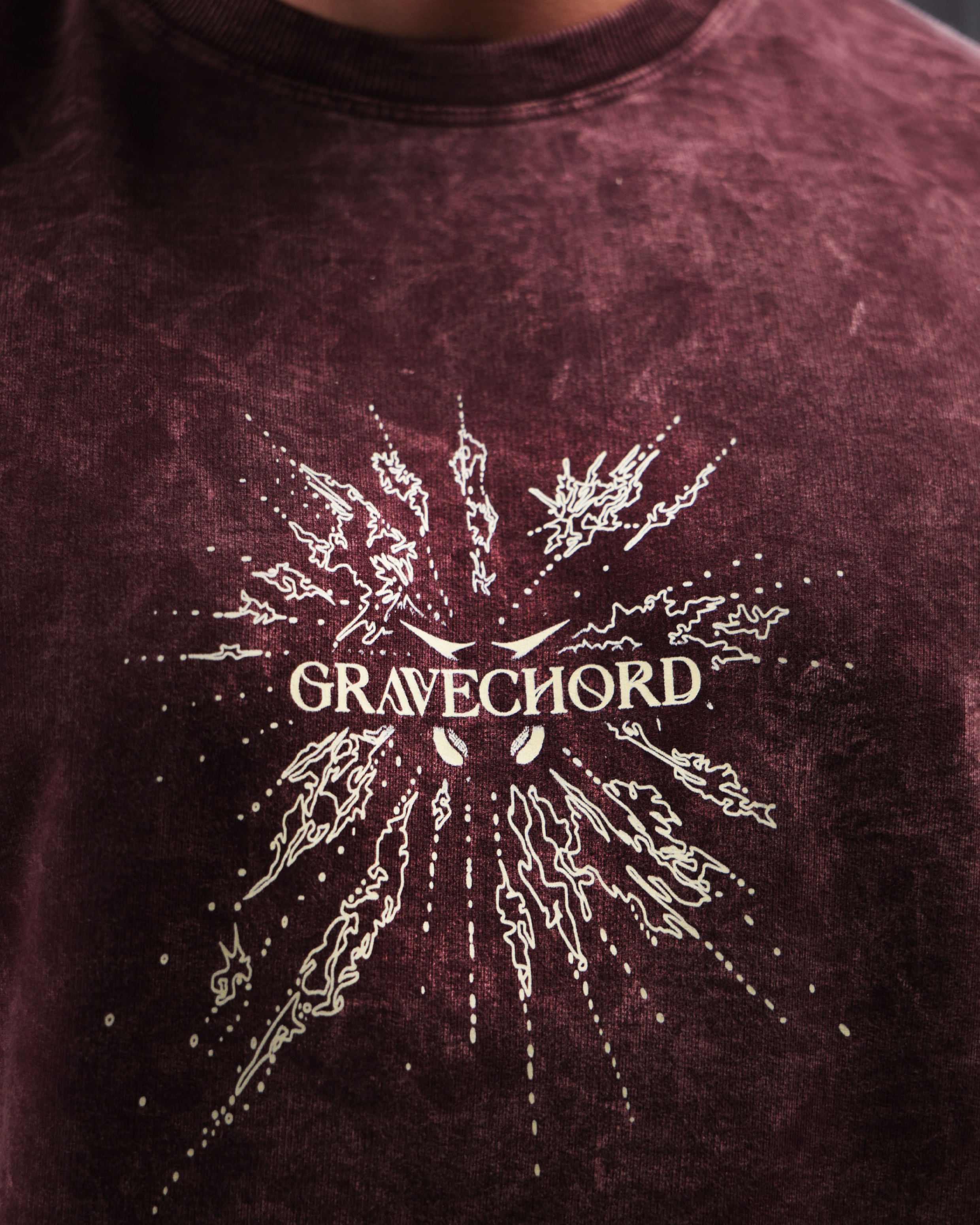 GRAVECHORD Oversized Tee [ACID WASHED-BLOODSTONE]
