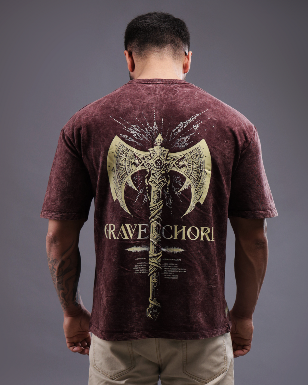 GRAVECHORD Oversized Tee [ACID WASHED-BLOODSTONE]