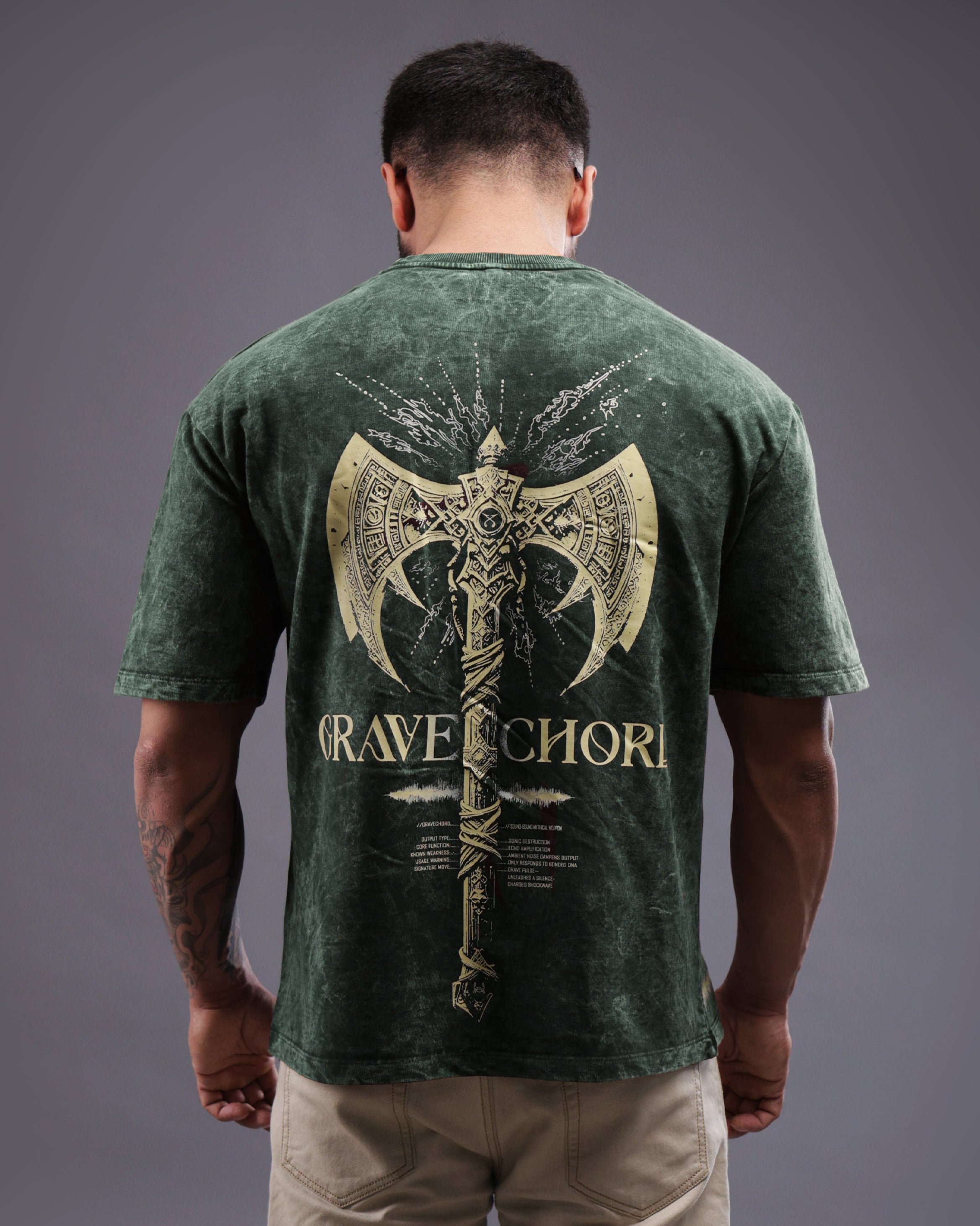 GRAVECHORD Oversized Tee [ACID WASHED-TOXIC MOSS]